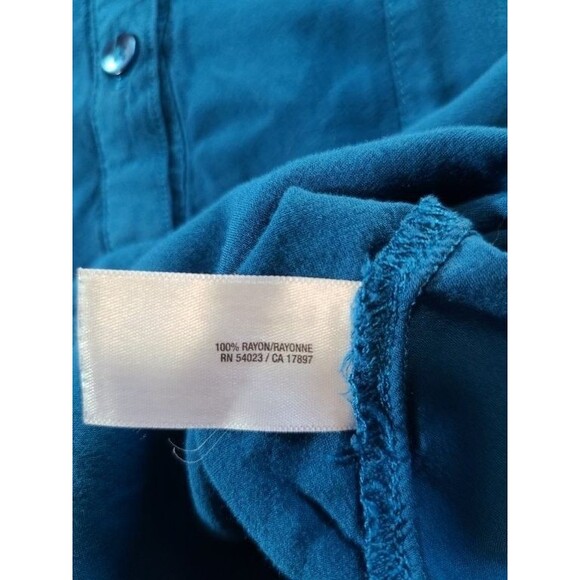 Old Navy Teal Sleeveless V-Neck Tank Top Size S Rayon Button Front Blouse - Picture 4 of 6